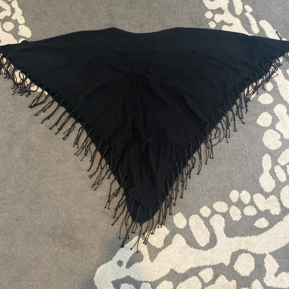 New Black Triangular Fringe Shawl